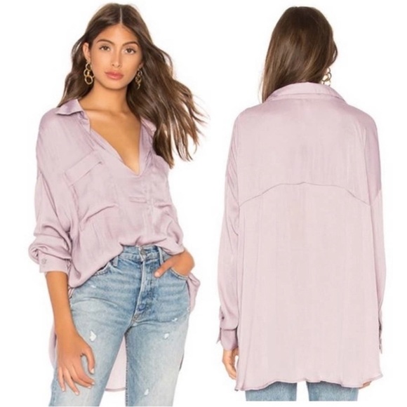 Free People Tops - NWOT Free People Starry Dreams Silky Pullover Tunic Top, Lavender - Size S